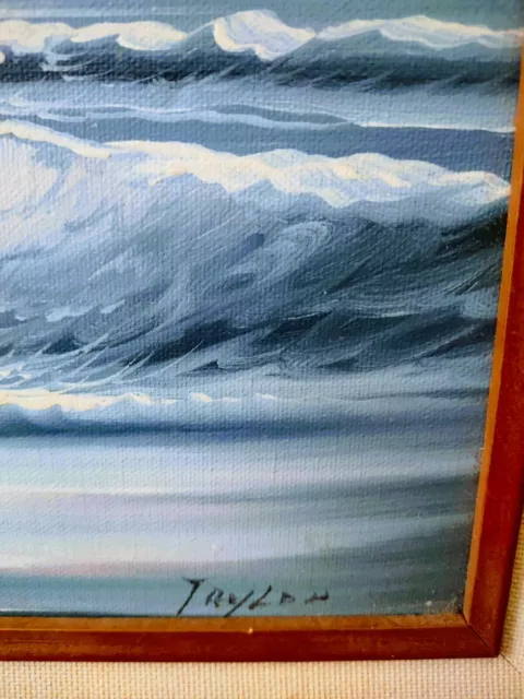 Oil Painting, Crashing Waves & Seagulls Beautiful Sea Scape Signed Taylor 18x16 3