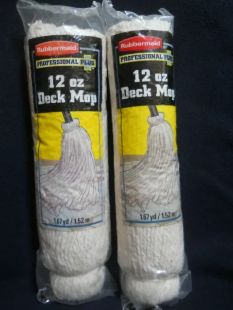 2 2003 Rubbermaid Professional 12 oz Deck Mop Replacement Heads / NEW