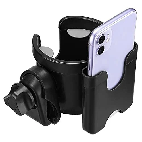 Universel Porte Gobelet, 3 En 1 Porte-Gobelet Pour Poussette Avec Support Pour TéLéPhone Portable 360 DegréS Rotatif Porte-Gobelet Pour Fauteuils Roulants Marchettes De Mobilité VéLos