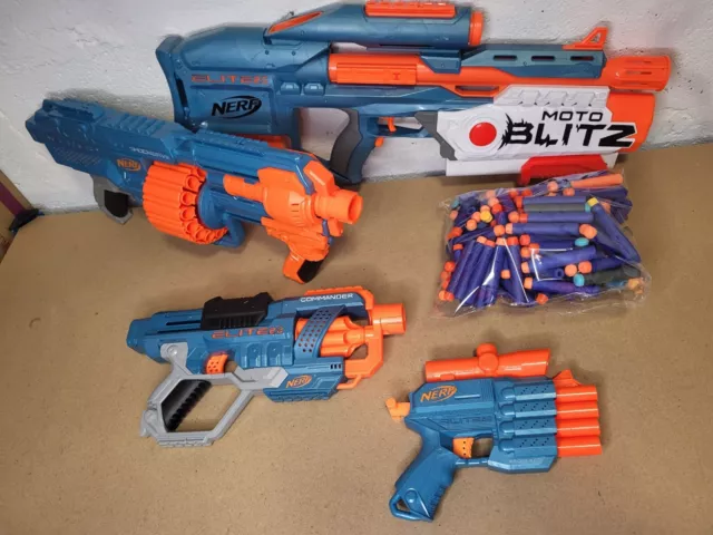 nerf gun elite bundle 2.0 Moto Blitz Shockwave Commander Prospect + Bullets