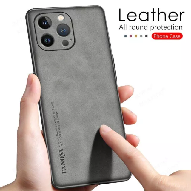 For Apple iPhone 14 14 Plus 13 12 11 Pro Max Case Slim Leather Shockproof Cover