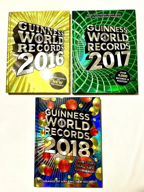 Guinness World Records Books Lot of 3:  2016, 2017, & 2018