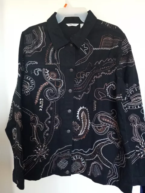 Laura Ashley Black Embroidered  Jacket Size XL women’s