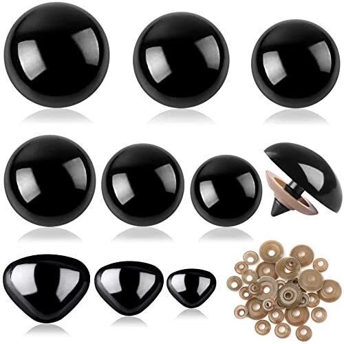 90Pcs Large Safety Eyes and Noses Kit Black Plastic Craft Dolls Eyes for DIY ...