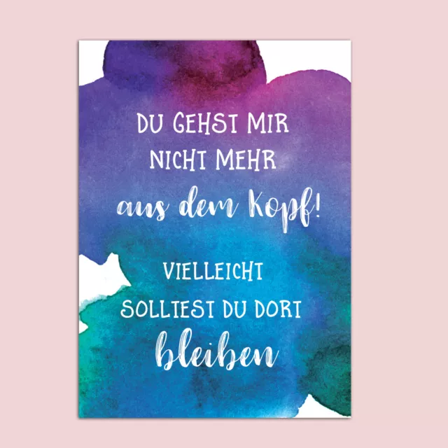Postkarte "Du gehst mir nicht mehr aus dem Kopf" Postkarte Liebe Valentinstag
