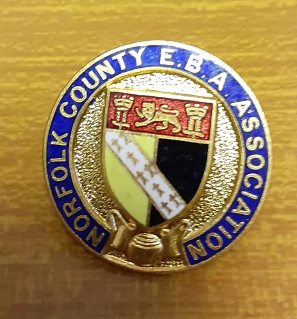Old UK Bowling Club Enamel Badge - Norfolk County E.B.A. Association