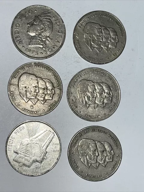 6 REPUBLICA DOMINICANA, MEDIO PESO - 3 types - 1973, 2-1984, 1986, 1987, 1989