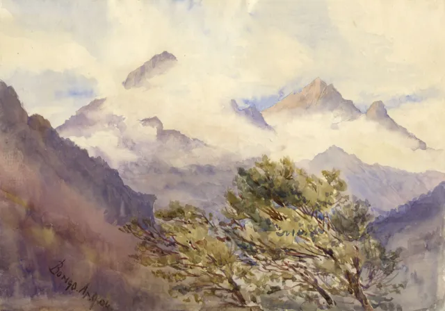 Mountain Clouds, Borigo Valley near Menton, French Riviera – 1904 watercolour