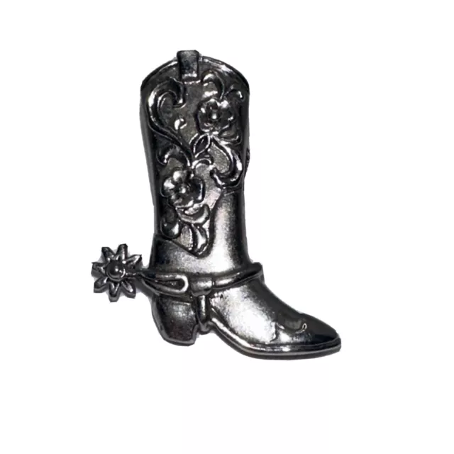 Vintage Cowgirl Boot W Spur Brooch Floral Design Pin 1-3/8” .925 Silver Avon