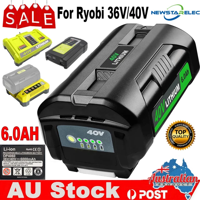 6.0Ah For Ryobi 36V 40V Li-ion Battery BPL3626 BPL3626D BPL3640 OP4041 Lithium