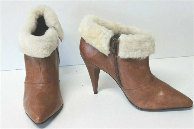 SAN MARINA Bottines Boots Pointues Cuir Marron Clair Talons Coniques T 40 TBE 2