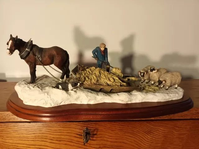 Border Fine Arts 'Emergency Rations' Horse, Farmer And Sheep Model No A2140