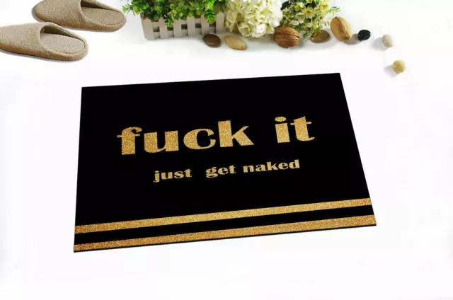 Funny Golden Font Black Background Floor Rug Non-skid Door Bath Mat Decor Carpet