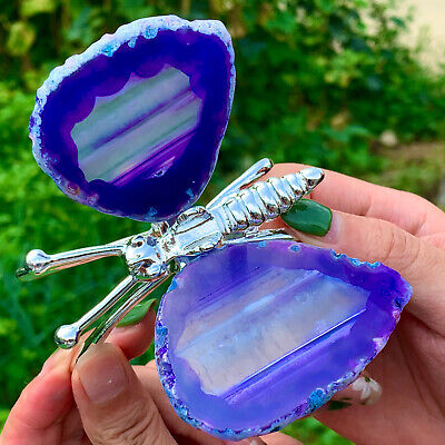 101G Natural and beautiful agate carved butterfly Druze piece