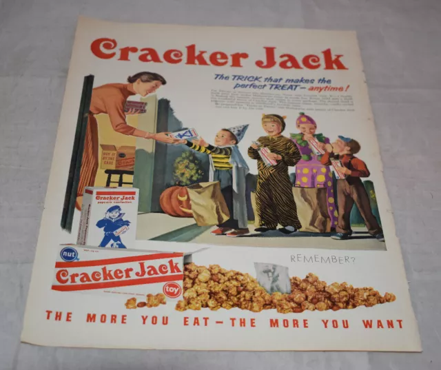 1950s Cracker Jack Print Ad Halloween Advertisement Rare Collectible