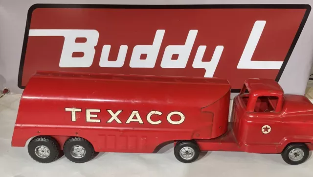 1960’s  Pressed Steel BUDDY L TEXACO TANKER TRUCK Semi Trailer