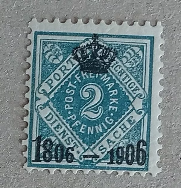 100 Jahre Württemberg 1906 - Dienst - MiNr 107 – 2 Pf – blau - KLINKHAMMER BPP