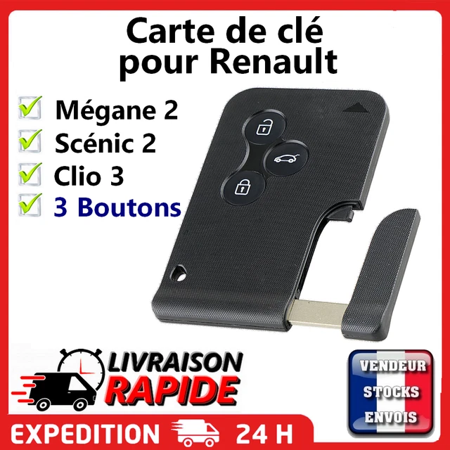 COQUE DE CARTE clé 3 boutons pour Renault Mégane 2 Scénic 2 Clio 3 EUR