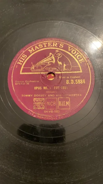 Rare 78rpm record, V, TOMMY DORSEY : Opus No.1 , HMV B.D.5884