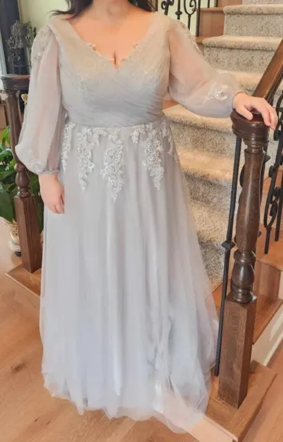 Formal Plus Size Dress Gray Prom Dress Mother of Bride Dress Mother of Groom 18W