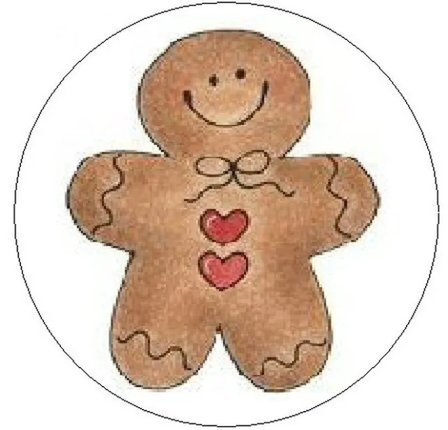 ~CUTE GINGERBREAD MAN~ 1" Sticker / Seal Labels!