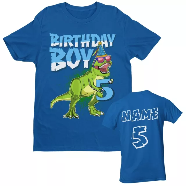 T-shirt dinosauro PERSONALIZZATA ragazzo carina 5 ° compleanno nome / età sul retro 3