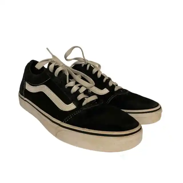 Vans Old Skool Sneakers Mens 8.5 Black White Low Top Suede Canvas Classic Skate