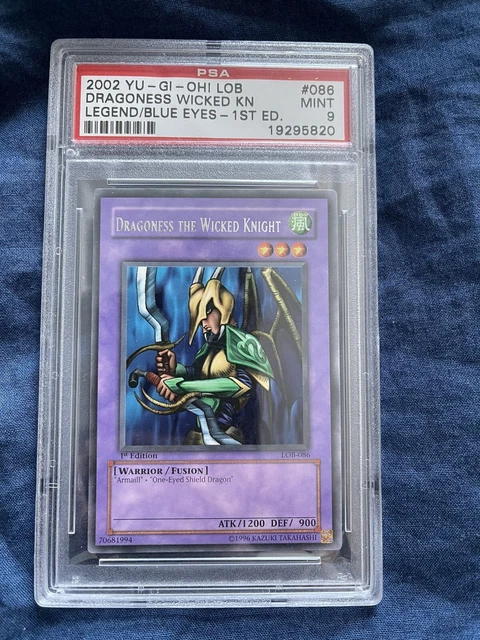 Yugioh Dragoness The Wicked Knight LOB-086 1st Ed. PSA 9 MINT LOB Rare Card!