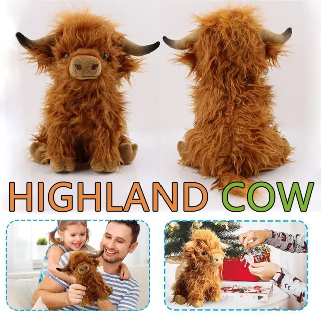 Highland Cow Toys Plush Doll Soft Teddies Scottish Kids Toddler Cute Scotland