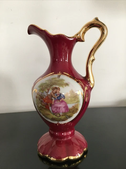 Vase Polychrome Barbotine – Scène Galante, Décor Peint – Objet Ancien Français – Voir Photos Et Descriptif