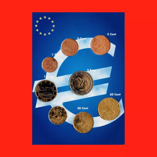 KMS - Finnland 2000 - 1 Cent bis 2 Euro - Kursmünzensatz  Eurofolder ~