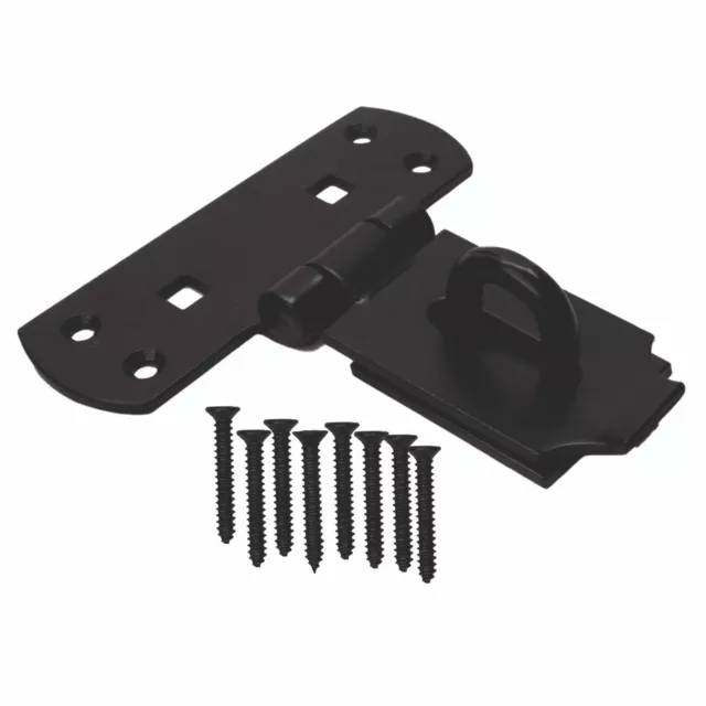 Vertical Locking Hasp Staple +FIXINGS HEAVY Garage Store Shed STRONG Gate Black