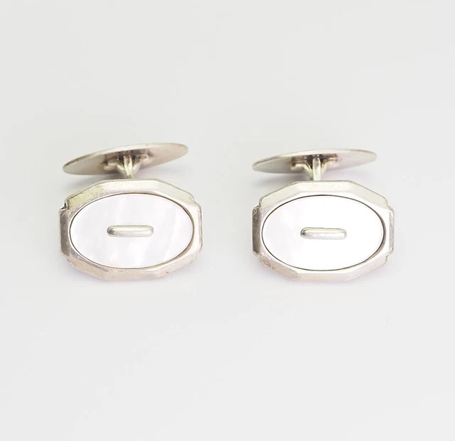 Suède Créateur GD Co 925 Argent Sterling Abalone Boutons Manchette Par Gustav