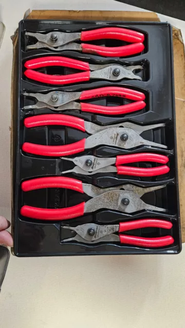 Snap-on Tools Red 7PC Quick Release Snap Ring Plier Set SRPCR107