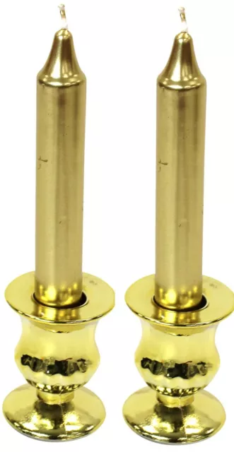 Conjunto De 2 Pequeño Dorado Portavelas Candelabros