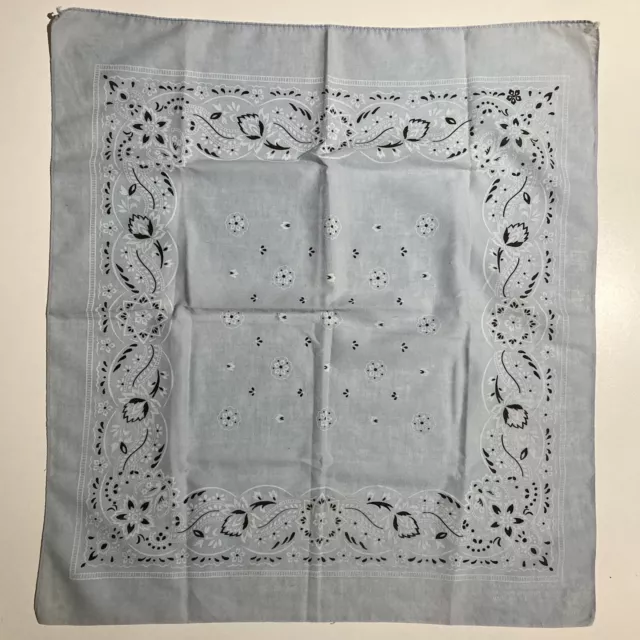 Vintage Bandana Light Blue White And Black Cotton Blend  Made in USA RN13960