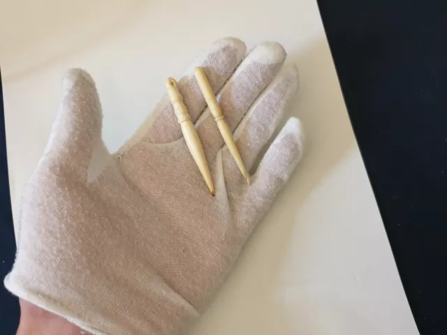 antique vintage needle and hook bone 2pcs very rare handmade ! (No.Kos)