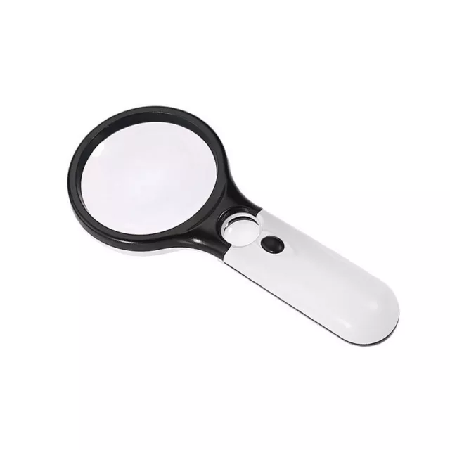 3 LED Handheld Magnifying Glass 45x Lens read Coin Gem silver gold