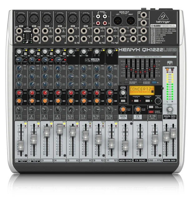 BEHRINGER XENYX QX1222 USB Mischpult 12Kanal Mixer 6 XLR