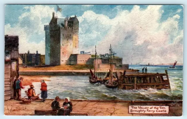 Tuck Oilette "Valley of the Tay" BROUGHTY FERRY CASTLE c1910s Scotland Postcard