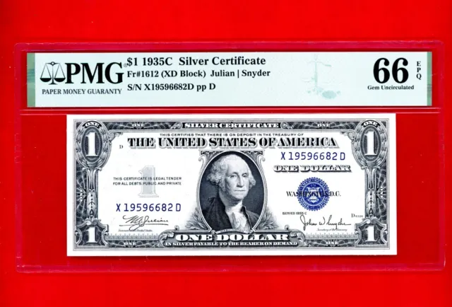 1935 -C $1 Silver Certificate XD BLOCK FR1612 PMG 66 EPQ GEM UNC  JULIAN/SNYDER