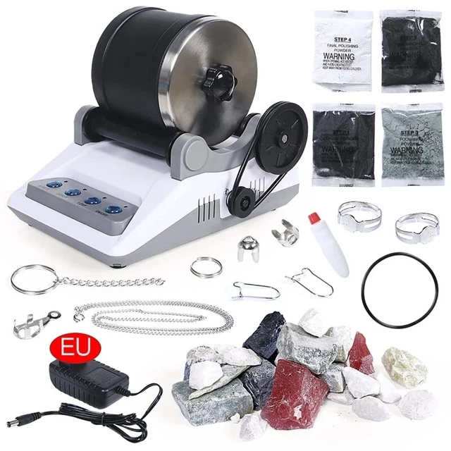 Electric Rock Tumbler Kit DIY Toy With Rough Gemstones Polishing Machine Grits