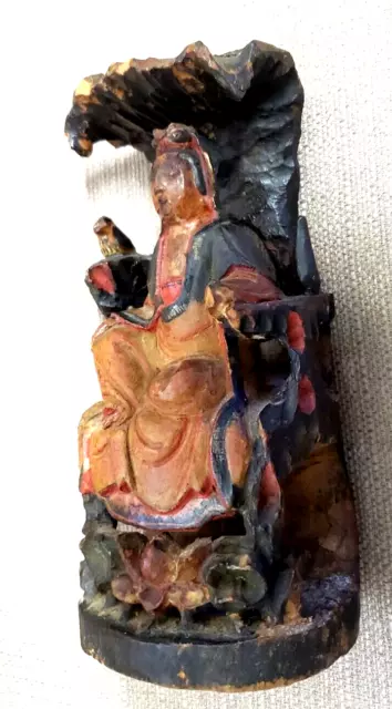 Chinese Polychromatic Goddess "Guanyin Bodhisattva in The Cave of Tidal Sounds"