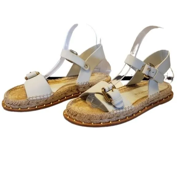 Paloma Barcelo Espadrille Studded Leather  Platform Sandals Size 36 6