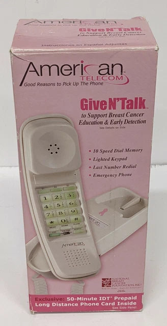 American Telecom GiveN’Talk Corded Telephone Breast Cancer Awareness Pink Ribbon
