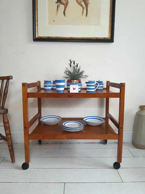 Mesa de carro de colección de mediados de siglo RDR Furbo teca danesa años 60 años 70 anfitriona bebidas