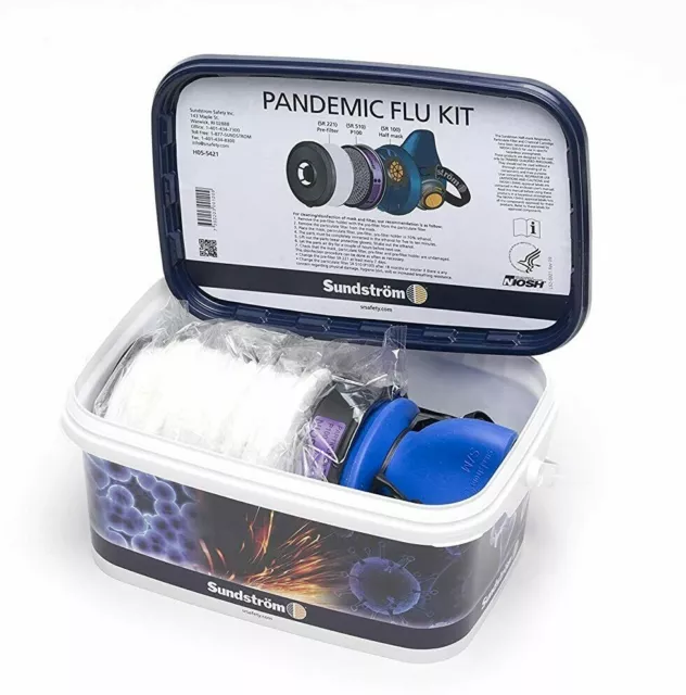 Sundstrom SR100 Pandemic Flu Kit Half Mask (M/L) with 99.99% Reusable P3 Filter