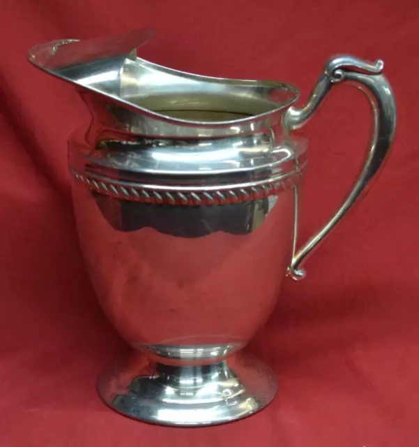 Vintage  Silver Plate Footed Water Pitcher With Ice Lip  8.5” * STAMPED K.S.In