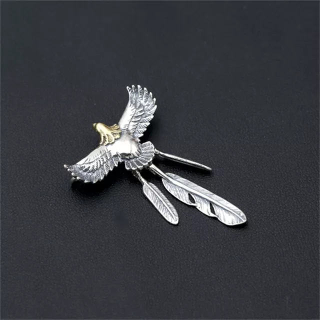 Unisexe 925 Sterling Silver Eagle plume pendentif Vintage Goth collier bijoux