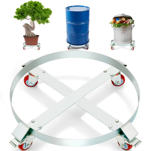 VEVOR 2PCS 55 Gal Drum Dolly Heavy Duty Barrel Cart 1000lbs with Swivel Casters